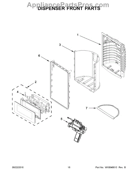 Parts for Whirlpool WRF757SDEM01: Dispenser Front Parts ...