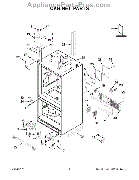 Parts for Whirlpool WRF954CIHV00: Cabinet Parts - AppliancePartsPros.com