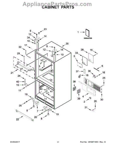 Parts for Whirlpool WRF993FIFM00: Cabinet Parts - AppliancePartsPros.com