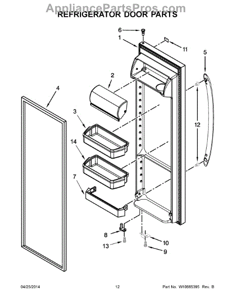 Parts For Whirlpool Wrs322fdab01: Refrigerator Door Parts 