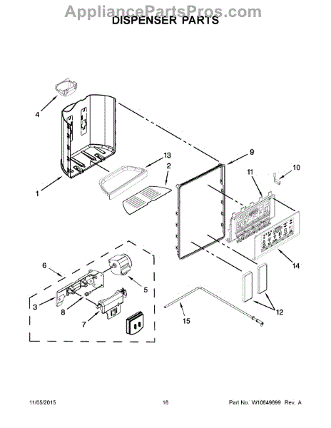 Parts for Whirlpool WRS571CIDW00: Dispenser Parts - AppliancePartsPros.com