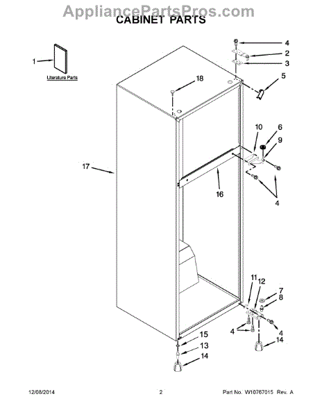 Parts for Whirlpool WRT111SFDW01: Cabinet Parts - AppliancePartsPros.com