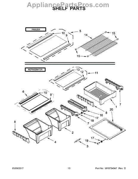 Parts for Whirlpool WRT311FZDB00: Shelf Parts - AppliancePartsPros.com