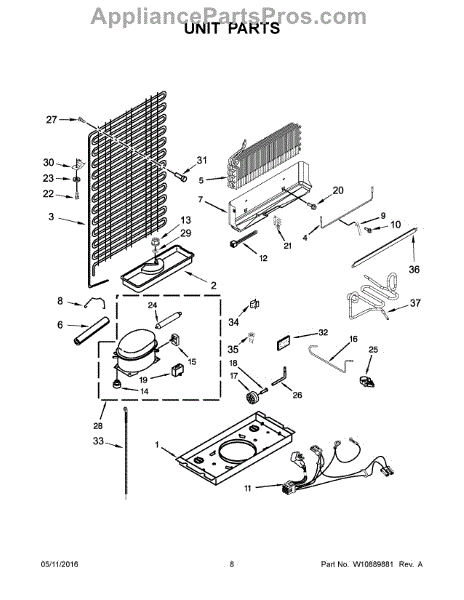 Parts for Whirlpool WRT314TFDW01: Unit Parts - AppliancePartsPros.com