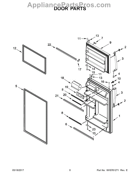 Parts for Whirlpool WRT318FZDM00: Door Parts - AppliancePartsPros.com