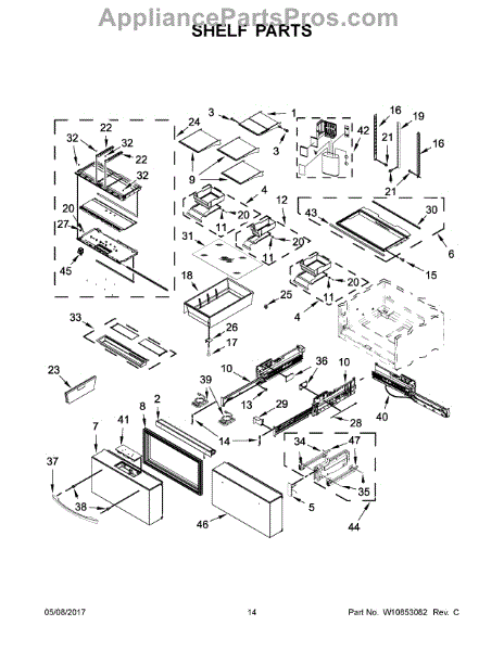 Parts for Whirlpool WRV986FDEM01: Shelf Parts - AppliancePartsPros.com