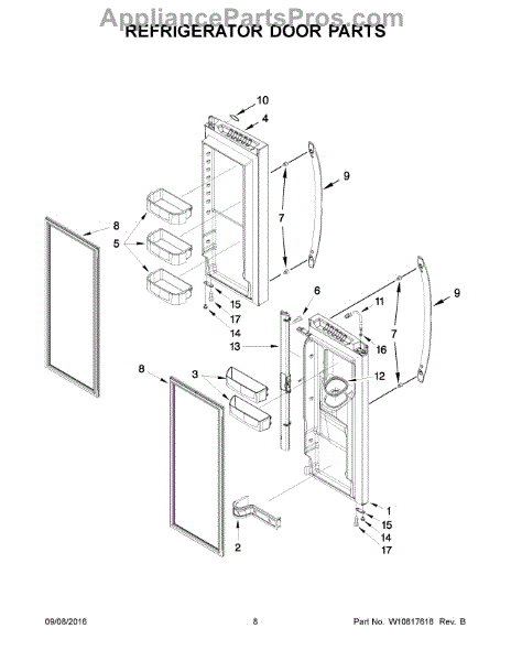 Parts for Whirlpool WRX735SDBM02: Refrigerator Door Parts ...