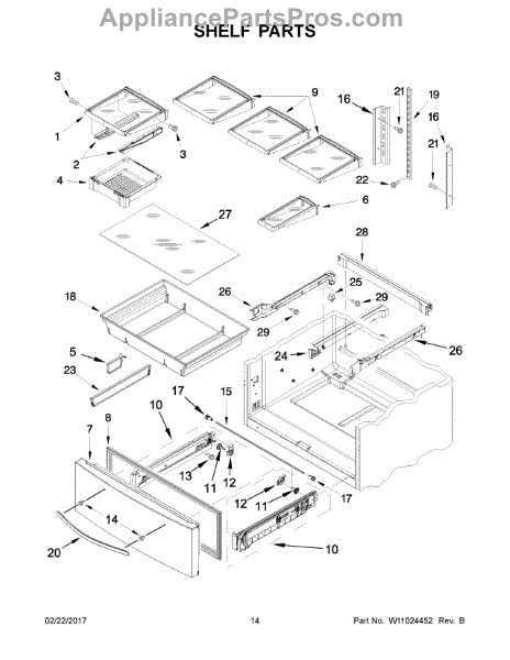 Parts for Whirlpool WRX735SDBM03: Shelf Parts - AppliancePartsPros.com