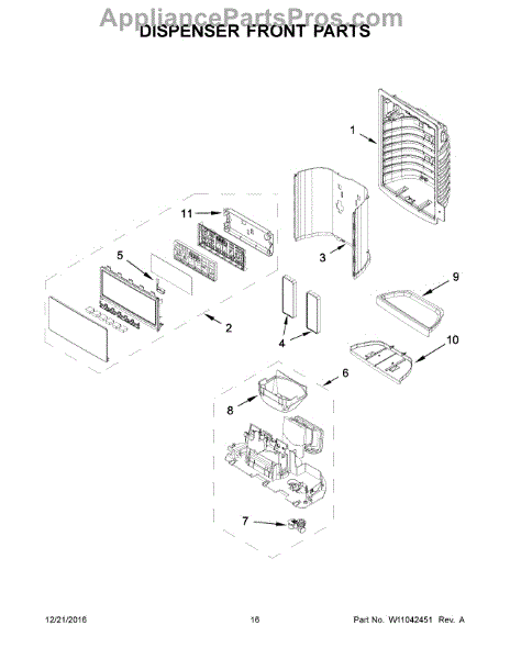 Parts for Whirlpool WRX735SDBM04: Dispenser Front Parts ...