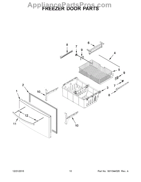 Parts for Whirlpool WRX735SDHZ00: Freezer Door Parts