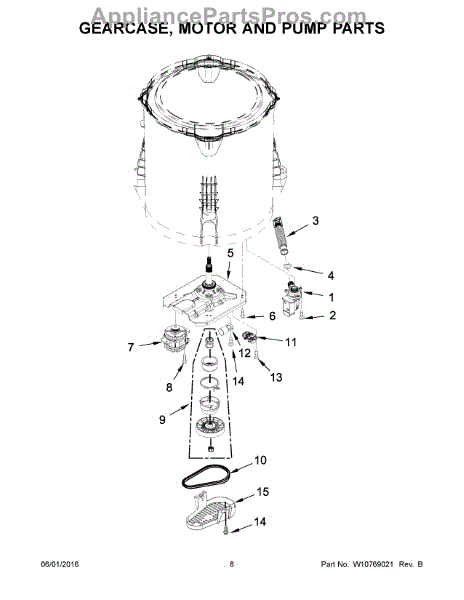 Parts for Whirlpool WTW4815EW0: Gearcase, Motor and Pump Parts ...