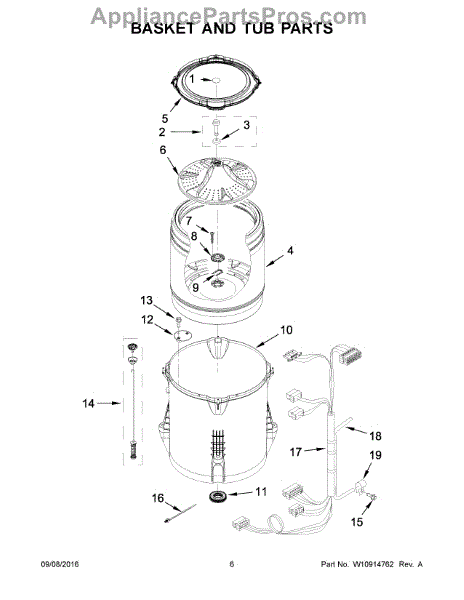 Parts for Whirlpool WTW4915EW2: Basket and Tub Parts ...