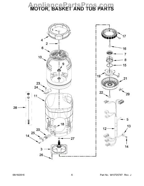 Parts For Whirlpool WTW8500DC0: Motor, Basket And Tub Parts ...