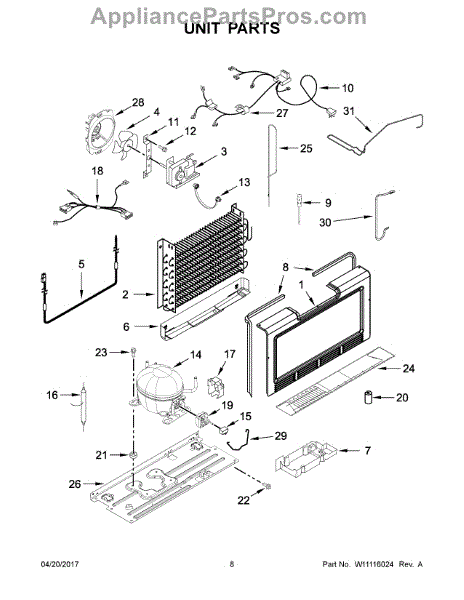 Parts for Whirlpool WZF34X16DW01: Unit Parts - AppliancePartsPros.com