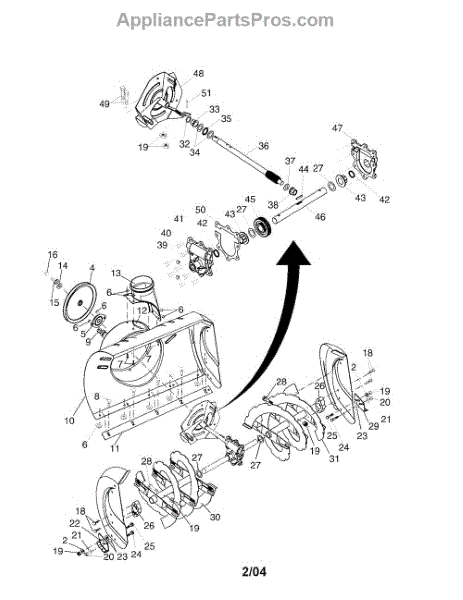 Parts for Husqvarna 10527STE: Auger Housing / Impeller Parts ...