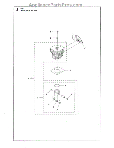 Parts for Husqvarna 122C: Cylinder & Piston Parts - AppliancePartsPros.com