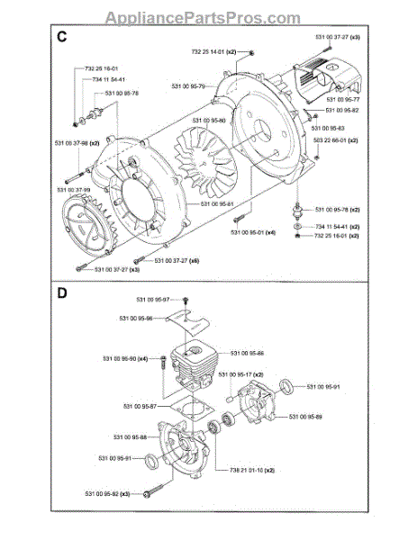 Parts for Husqvarna 125BT: Cylinder Assembly Parts - AppliancePartsPros.com