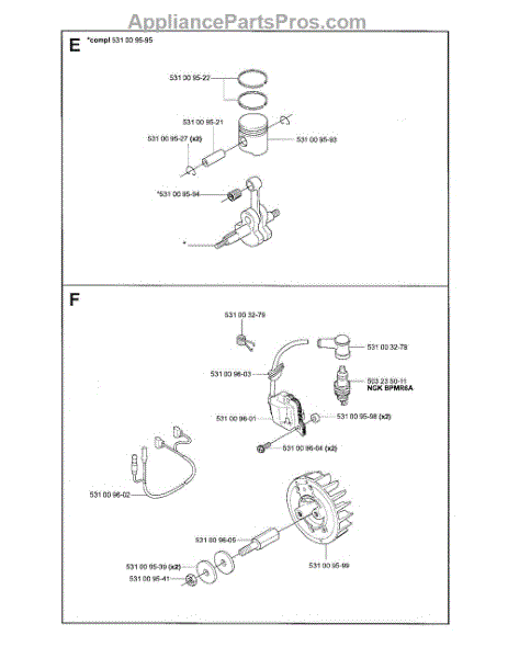 Parts for Husqvarna 125BT: Crankshaft / Ignition System Parts
