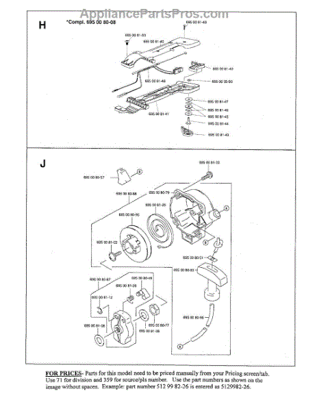 Parts for Husqvarna 125BT: Starter Assembly Parts - AppliancePartsPros.com