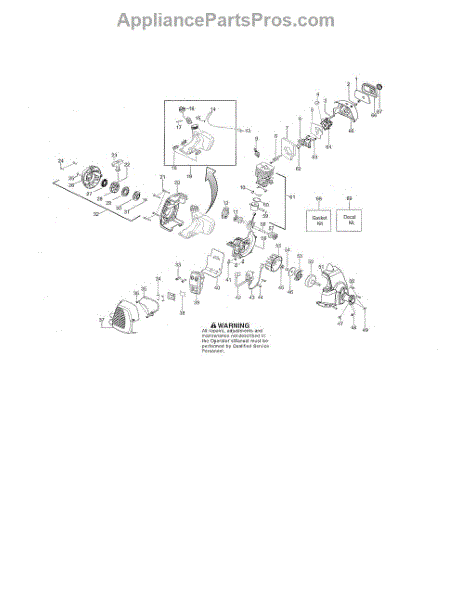 Parts for Husqvarna 128L: Cylinder / Muffler / Fuel Tank Parts