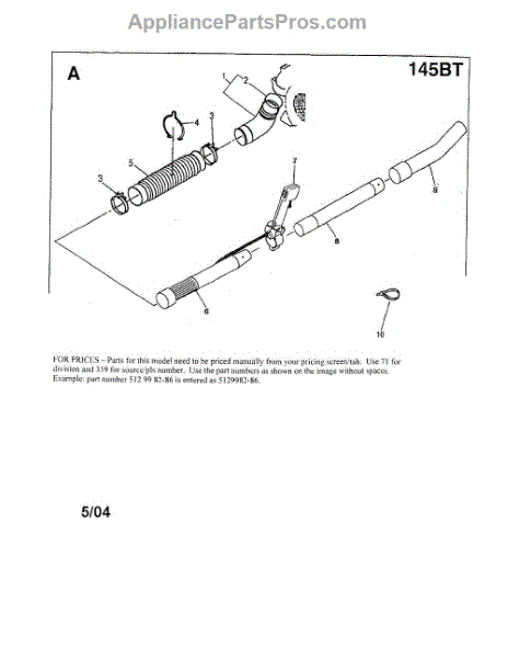 Parts for Husqvarna 145BT: Tube Assembly Parts - AppliancePartsPros.com