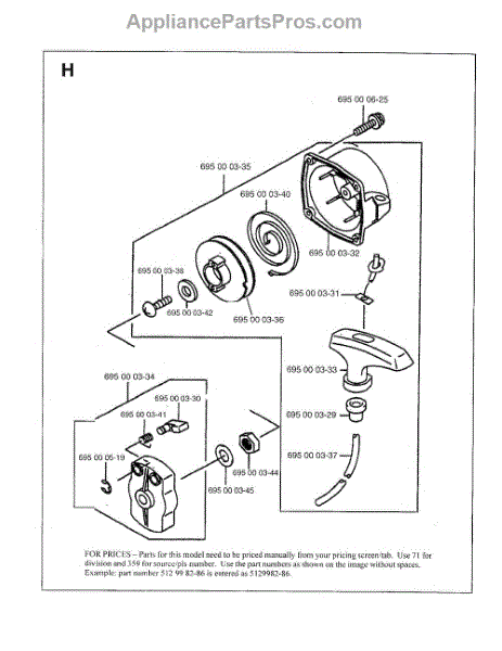 Parts for Husqvarna 145BT: Starter Parts - AppliancePartsPros.com