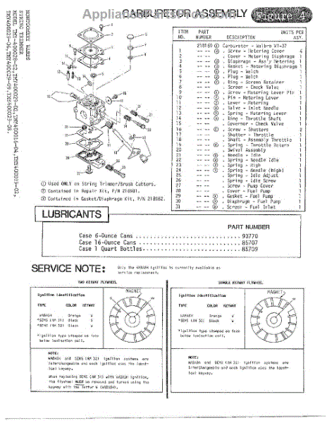 Parts for Mcculloch 400028-02: Carburetor / Lubricants / Figure 3 Parts ...