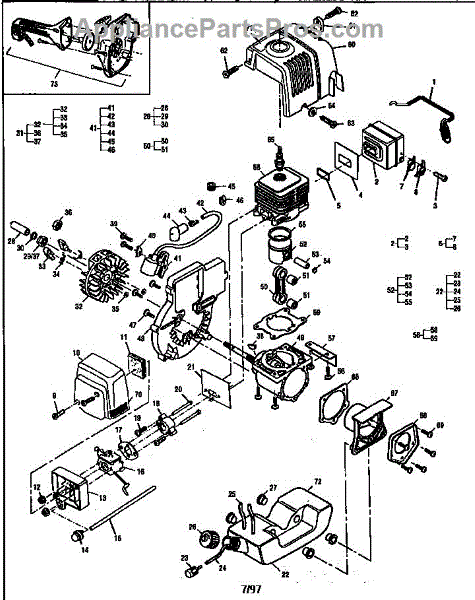 Parts for Mcculloch SILVER EAGLE 32 BC 12-400132-22: Powerhead Assembly ...