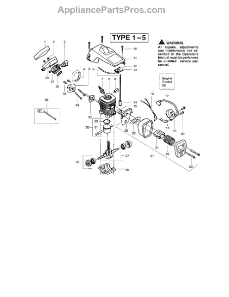 Parts For Poulan 2150 Type 1 5 Recon Cylinder Crankshaft Crankcase Parts 7945