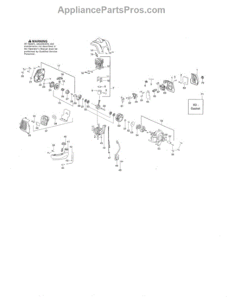 Parts for Poulan PP033 TYPE 1: Cylinder / Fuel Tank / Muffler Parts ...