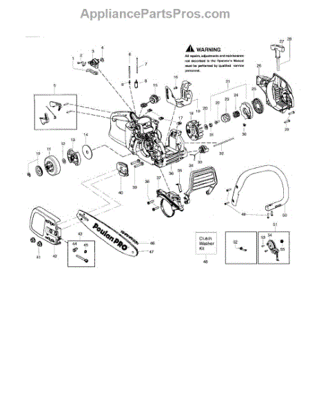 Parts for Poulan PPB4218: Chain / Bar / Handle / Housing Parts ...