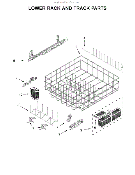 Parts for KitchenAid KDTM404ESS3: Lower Rack and Track Parts