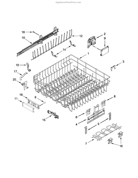 Parts For Jenn-air Jdb9000cwp1 Upper Rack And Track Parts