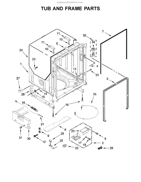 Parts for KitchenAid KDTM504EPA2: Tub and Frame Parts