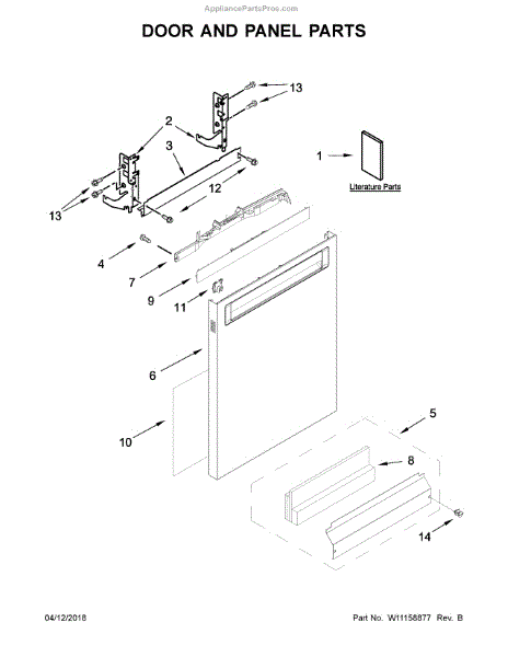 Parts for KitchenAid KDPE234GPS0: Door and Panel Parts