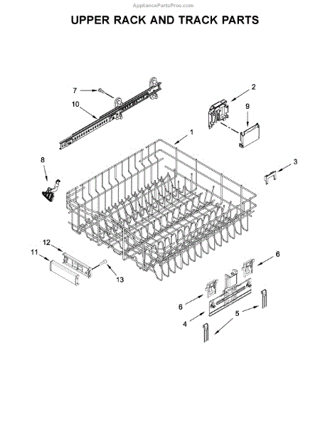 Parts for KitchenAid KDPE234GPS0: Upper Rack and Track Parts