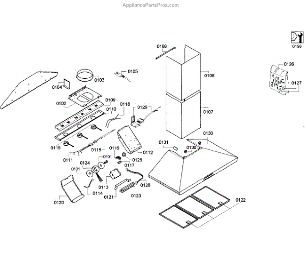 Parts for Thermador HMCN42FS/01 Range Hood Parts