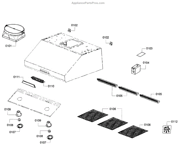 Parts for Thermador HMWN36FS/01 Range Hood Parts