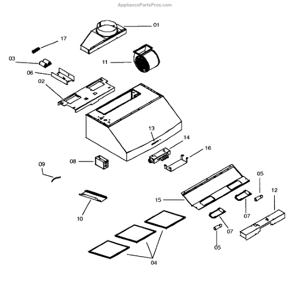 Parts for Thermador HSB36BS/01 Range Hood Parts