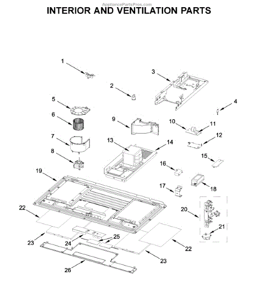 Parts for KitchenAid KMLS311HSS1: Interior and Ventilation Parts