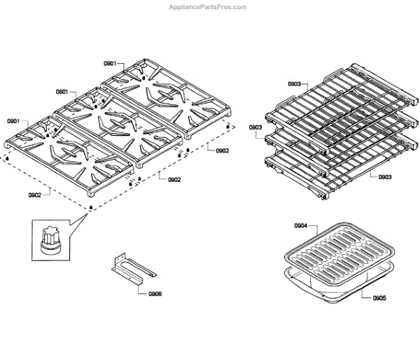Parts for Thermador PRD366GHU/02 Grates / Shelfs Parts