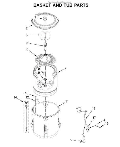 Parts for Maytag MVWC465HW2: Basket and Tub Parts - AppliancePartsPros.com