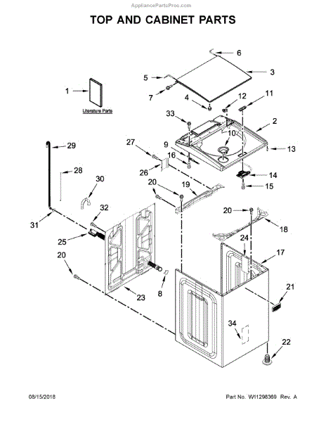 Parts for Maytag MVWB835DW4: Top and Cabinet Parts - AppliancePartsPros.com