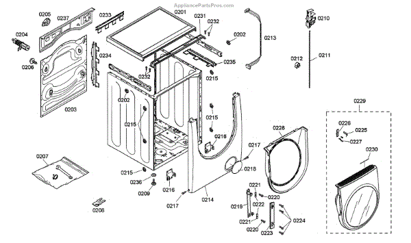 Parts for Bosch WFMC2201UC/15: Door / Top Panel Parts ...