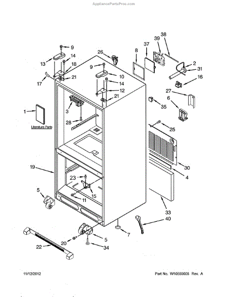 Parts for KitchenAid KBFS20EVWH10: Cabinet Parts - AppliancePartsPros.com