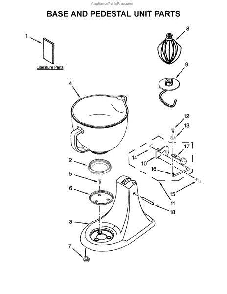 Parts for KitchenAid KSM105GBCCL0: Base and Pedestal Unit Parts ...