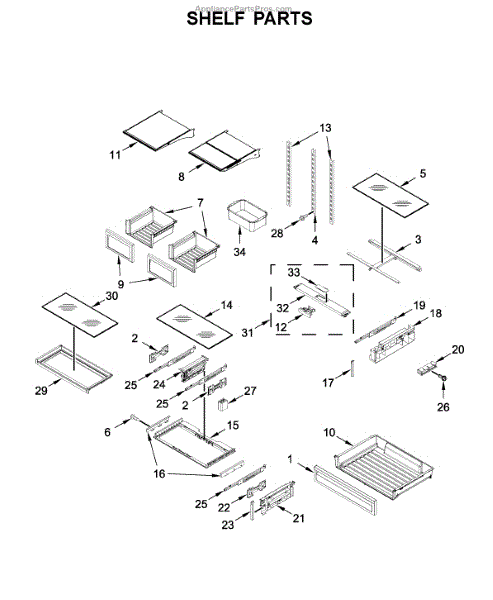 Parts for KitchenAid KRFF507HPS00: Shelf Parts - AppliancePartsPros.com