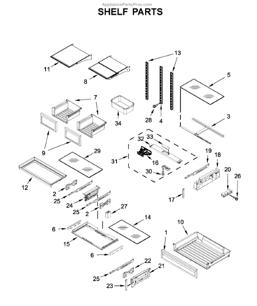 Parts for KitchenAid KRFF507HWH00: Shelf Parts - AppliancePartsPros.com