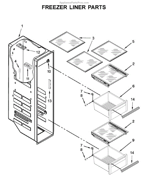 Parts for KitchenAid KRSC503ESS01: Freezer Liner Parts