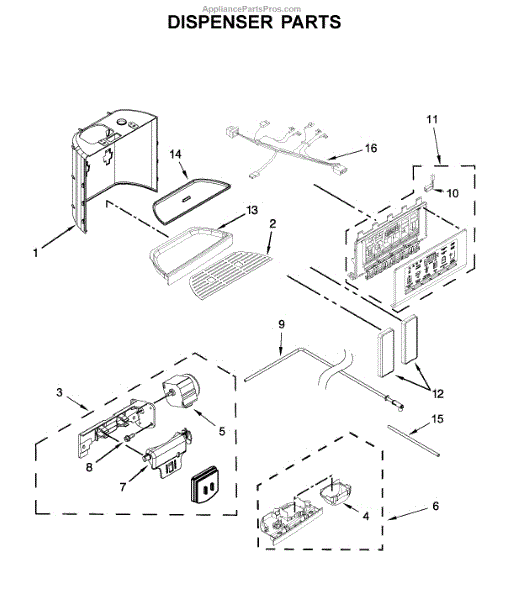 Parts for KitchenAid KRSC503ESS01: Dispenser Parts - AppliancePartsPros.com